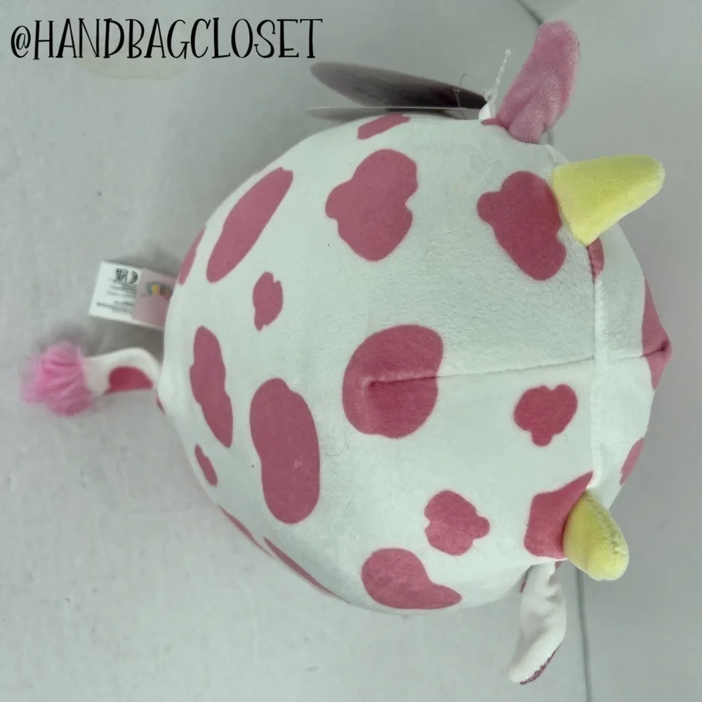 Squishmallow Pink Cow Evangelica Stuffed Animal and Keychain Set